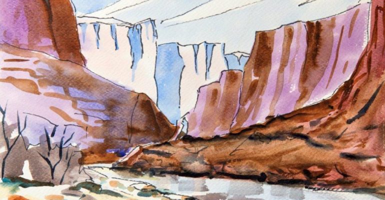 An undated Cliff Segerblom watercolor