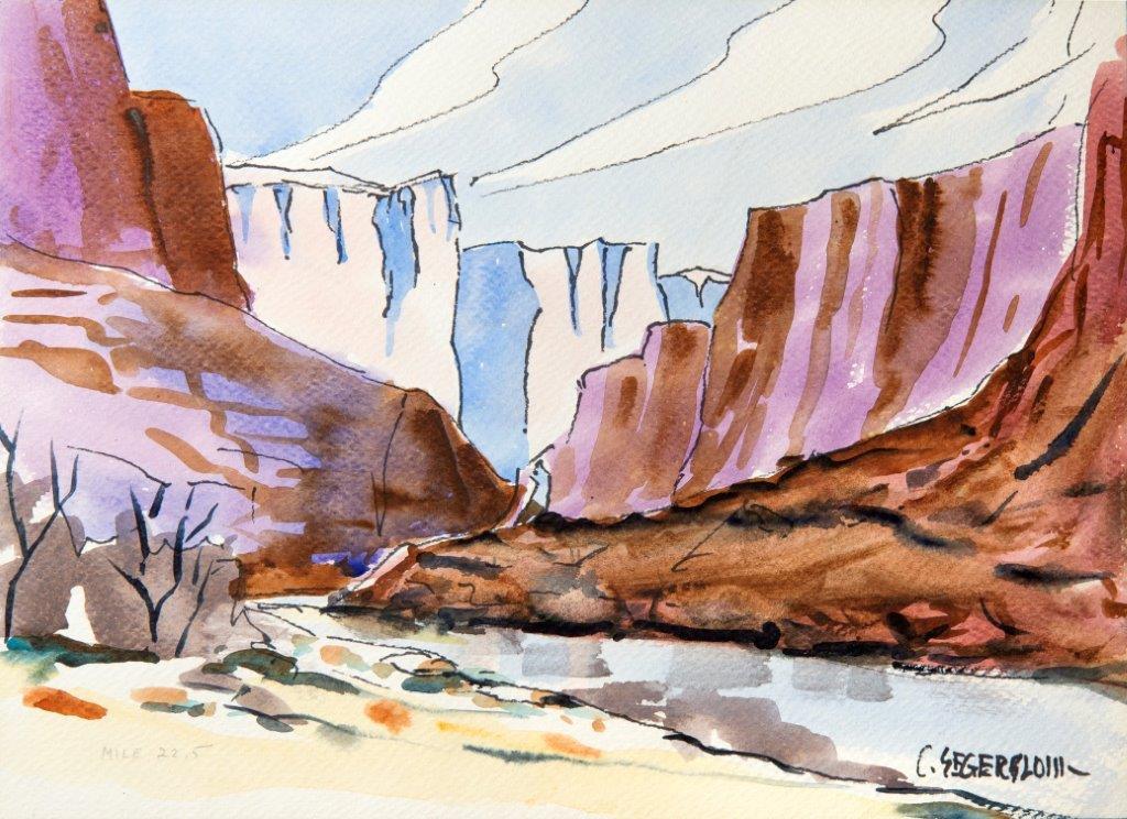 An undated Cliff Segerblom watercolor